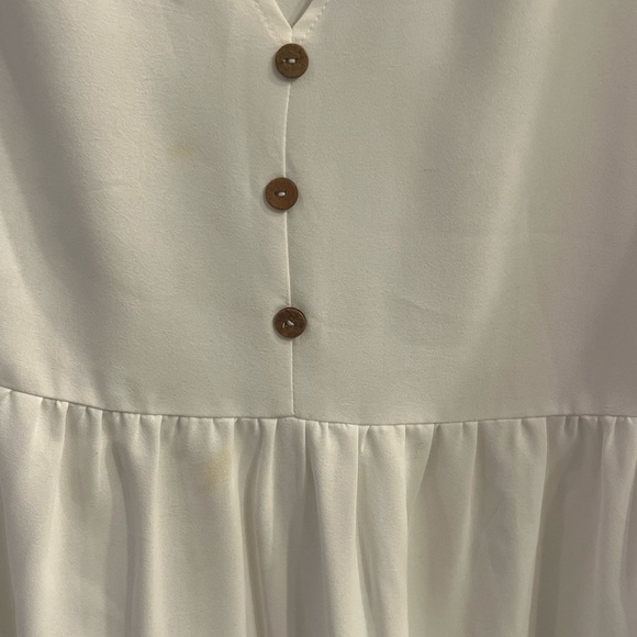 Elegant Flowy White tiered babydoll Button-Down V-neck S/S Dress Size XL - Picture 2 of 6